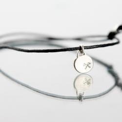 PROSPERITY - perfection, wealth and harmony - sign bracelet or necklace- handmade sterling silver 925 pendant on Leather cord
