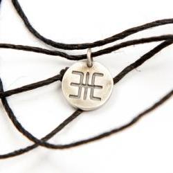 SIGN OF LIFE - powerful protection - sign bracelet or necklace- handmade sterling silver 925 pendant on sliding cotton thread