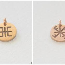  1 handmade sign necklace/bracelet- handmade bronze pendant on cotton thread- Choose Any